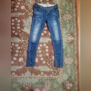 Womens G-Star RAW Slim Jeans Reconstructed Distressed Denim Size 25 x32length